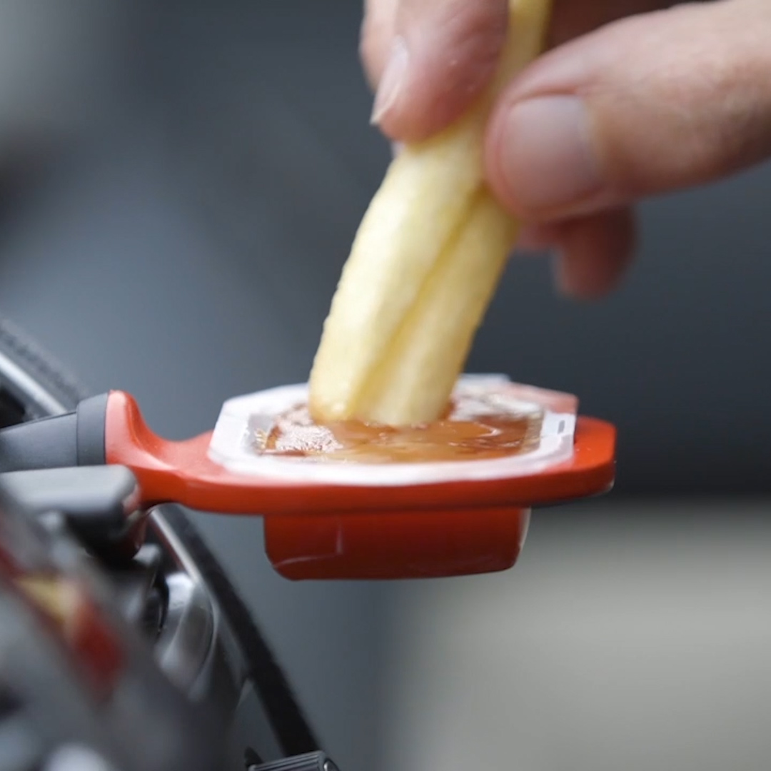 Saucemoto Dip Clip  An in-car sauce holder for ketchup and dipping sauces.  As seen on Shark Tank (2 Pack, Red) 