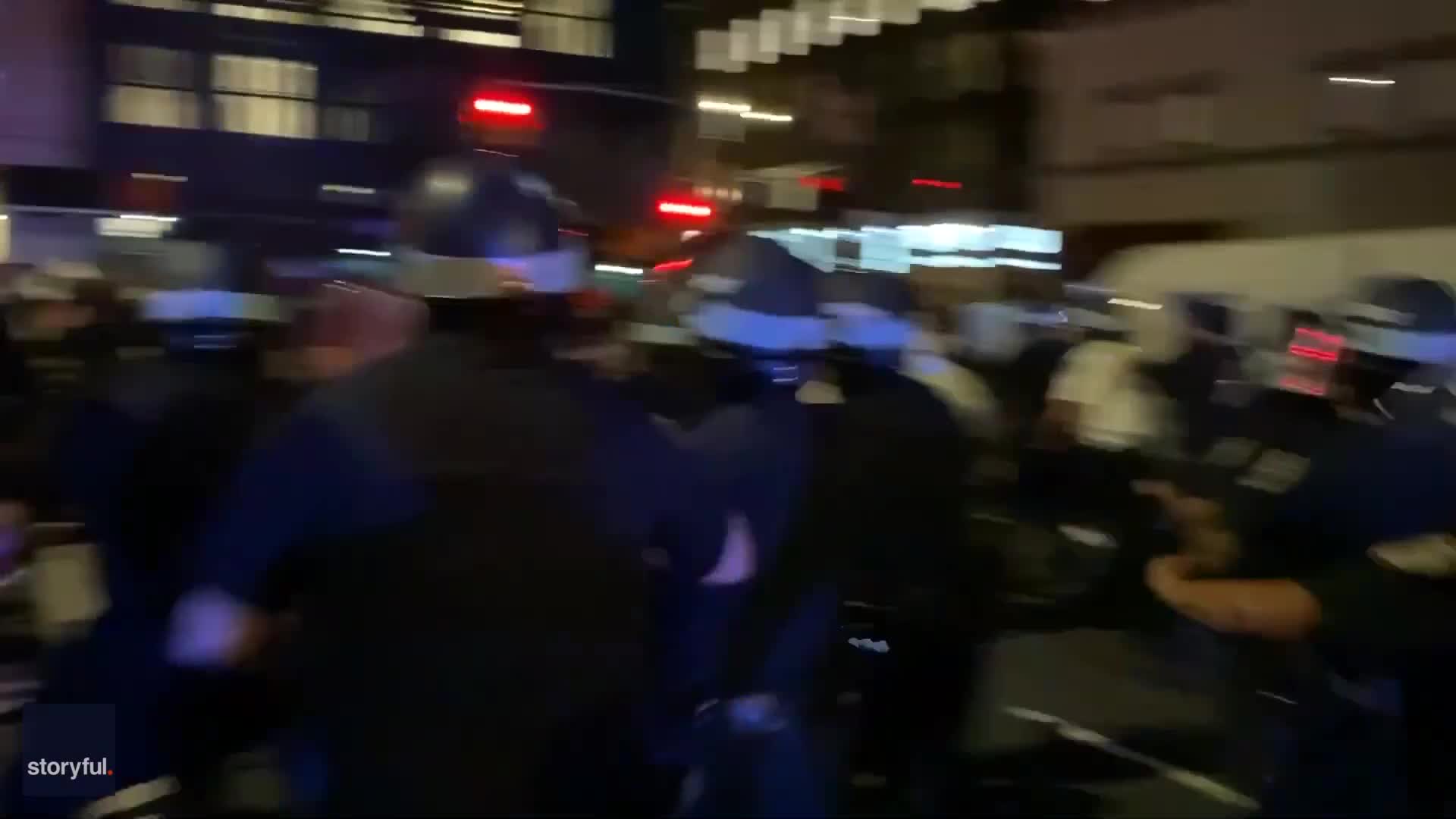 NYPD Officers Charge Protesters on Canal Street During ...