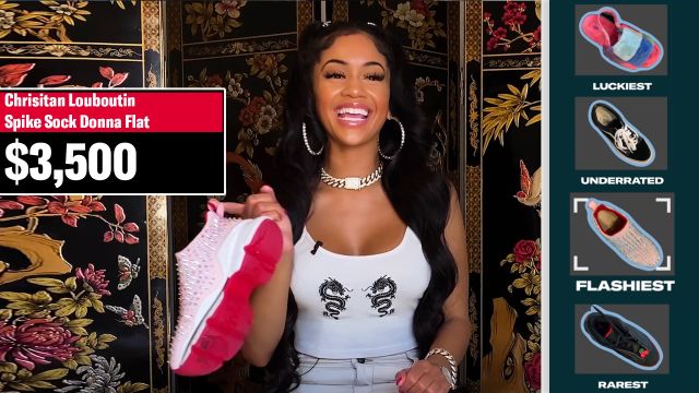 Saweetie Takes a Risk in a Lace-Up Top, Low-Rise Pants & Hidden Heels –  Footwear News