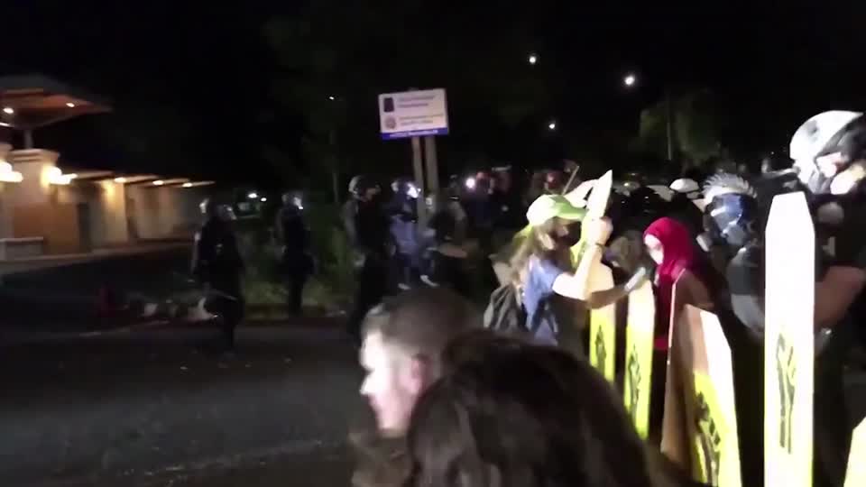 Police declare an unlawful assembly in Portland Friday night
