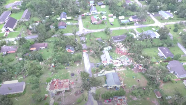 Drone Video Surveys Tornado Damage In DeLand Florida Video