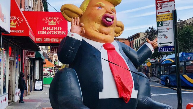 Giant Inflatable Trump Rat Appears On Brooklyn Street On Election Day