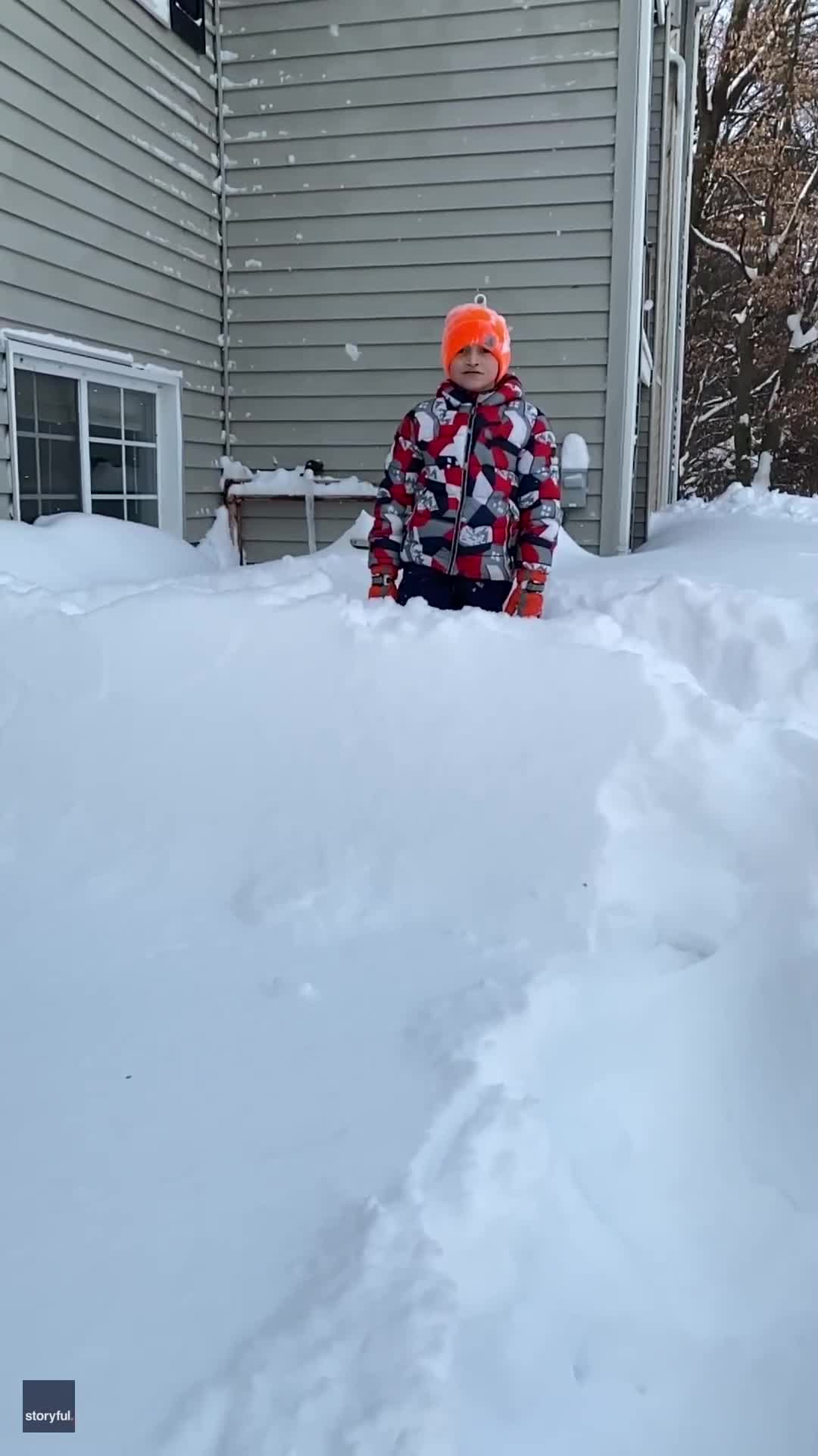 man boy snowfall