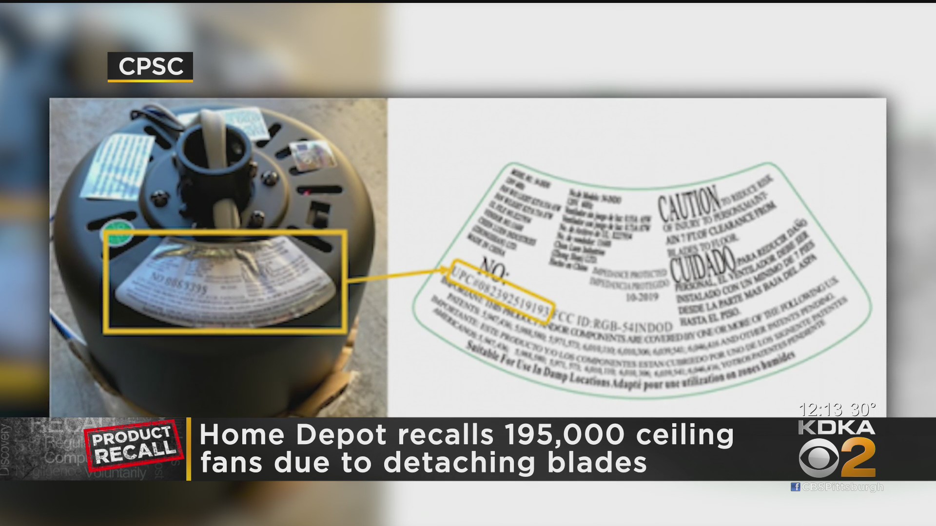 Ceiling Fans Sold At Home Depot Under Recall