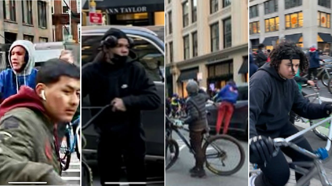 Group on bikes engages BMW before attacking the car