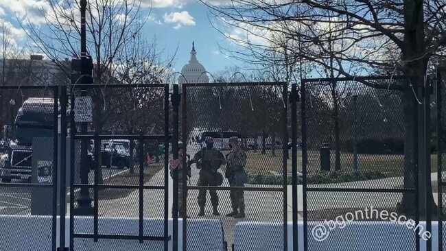 US Capitol Building Surrounded by Barbed Wire Fencing