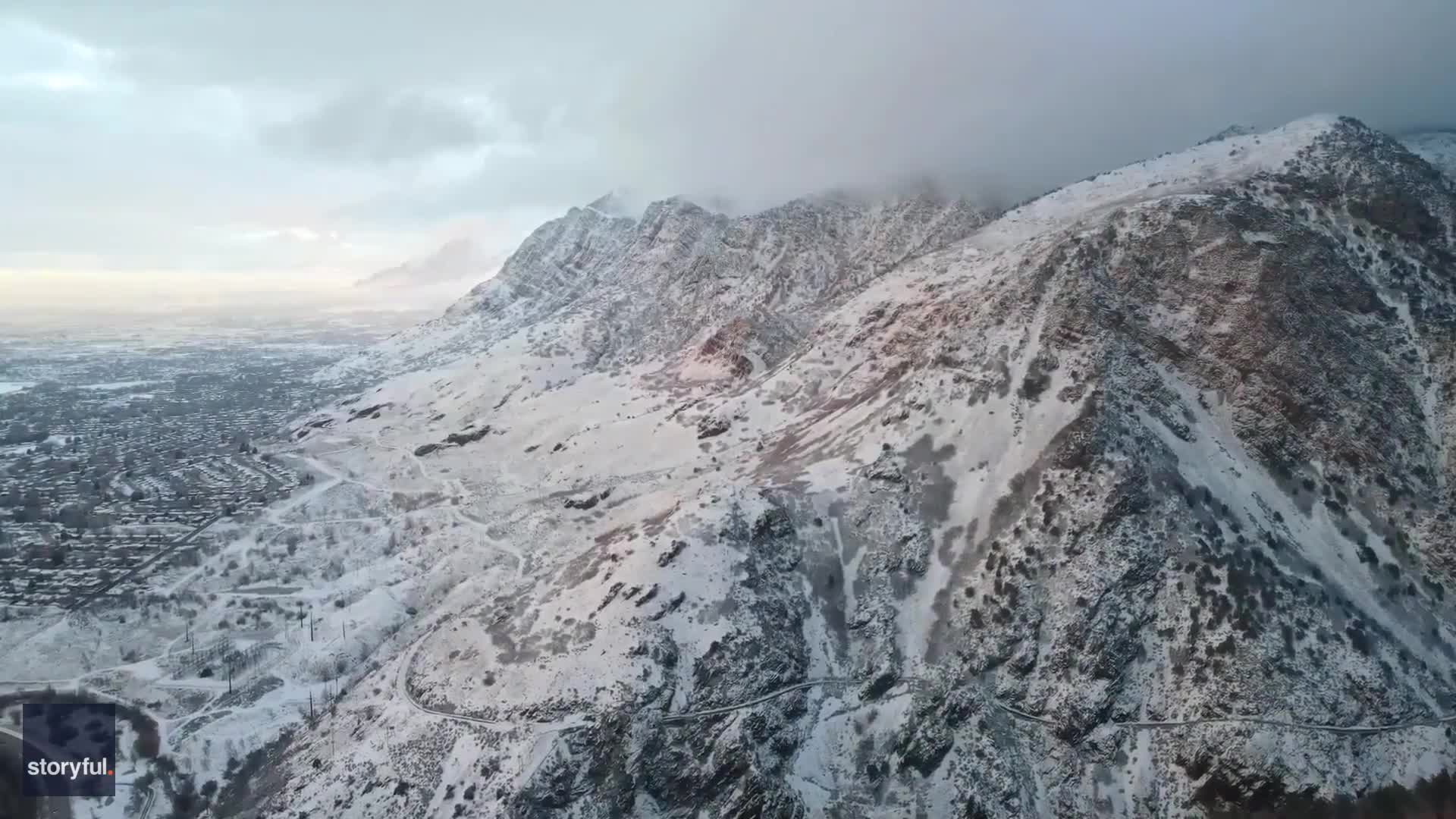 Utah's Mount Ogden Covered in Snow After Winter Storm