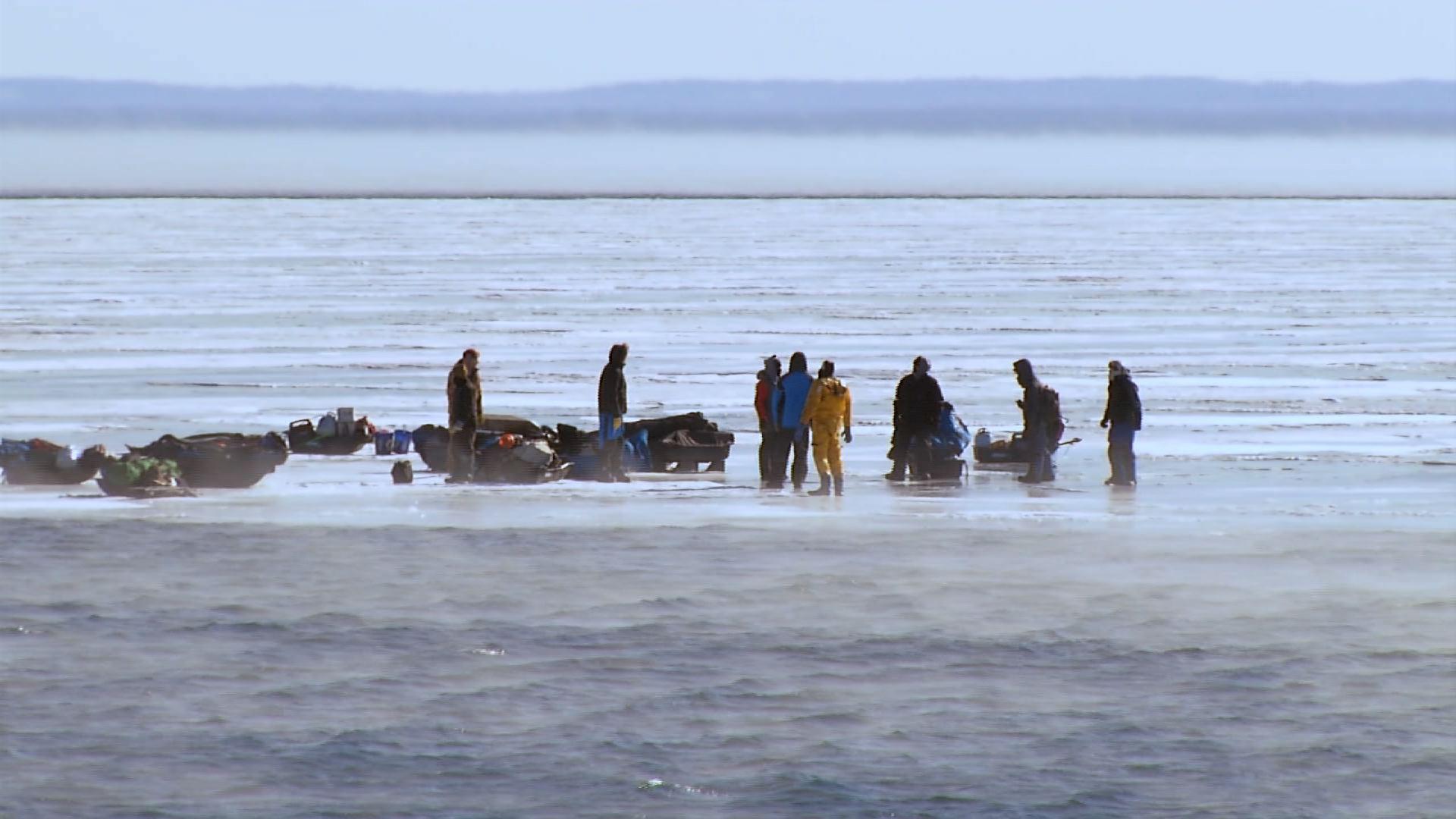 Fishermen rescued from the ice on Lake Superior