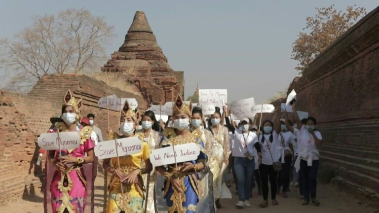 Myanmar protests spread to ancient temples of Bagan