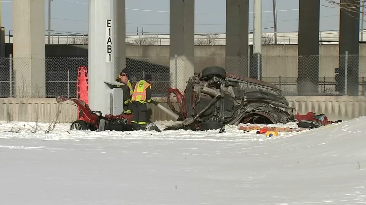 car falling off overpass