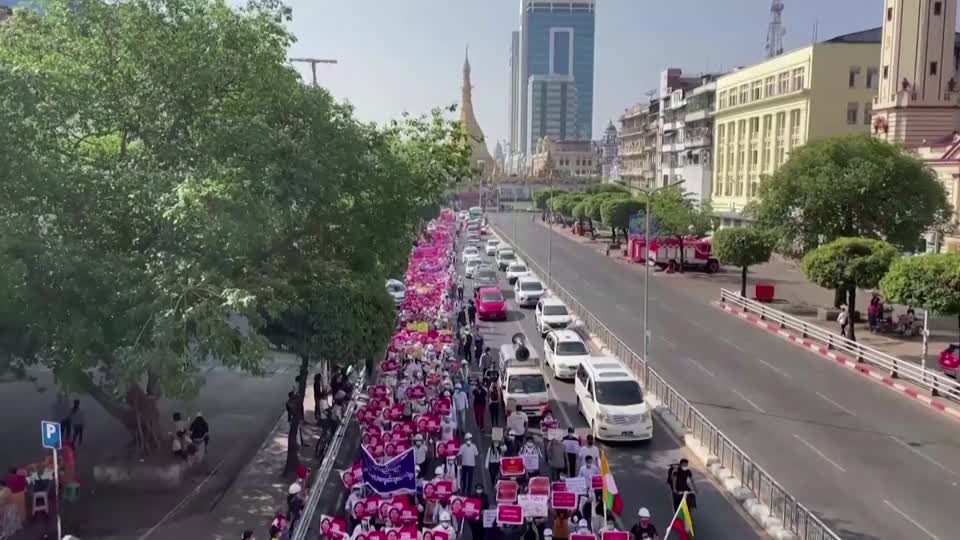 Thousands march on Myanmar’s night of fear