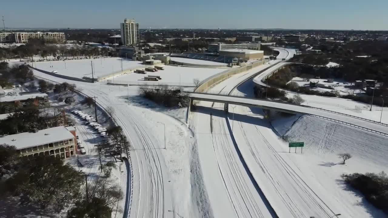 Aerial Footage Shows SnowCovered San Antonio After Winter Storm