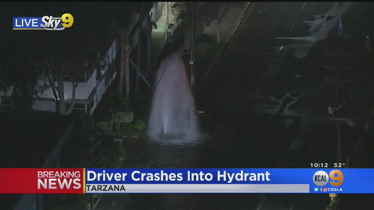 Driver Crashes Into Fire Hydrant In Tarzana - Yahoo News