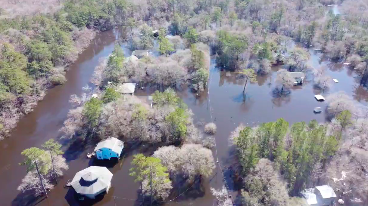 Buildings submerged after flash floods in South Carolina