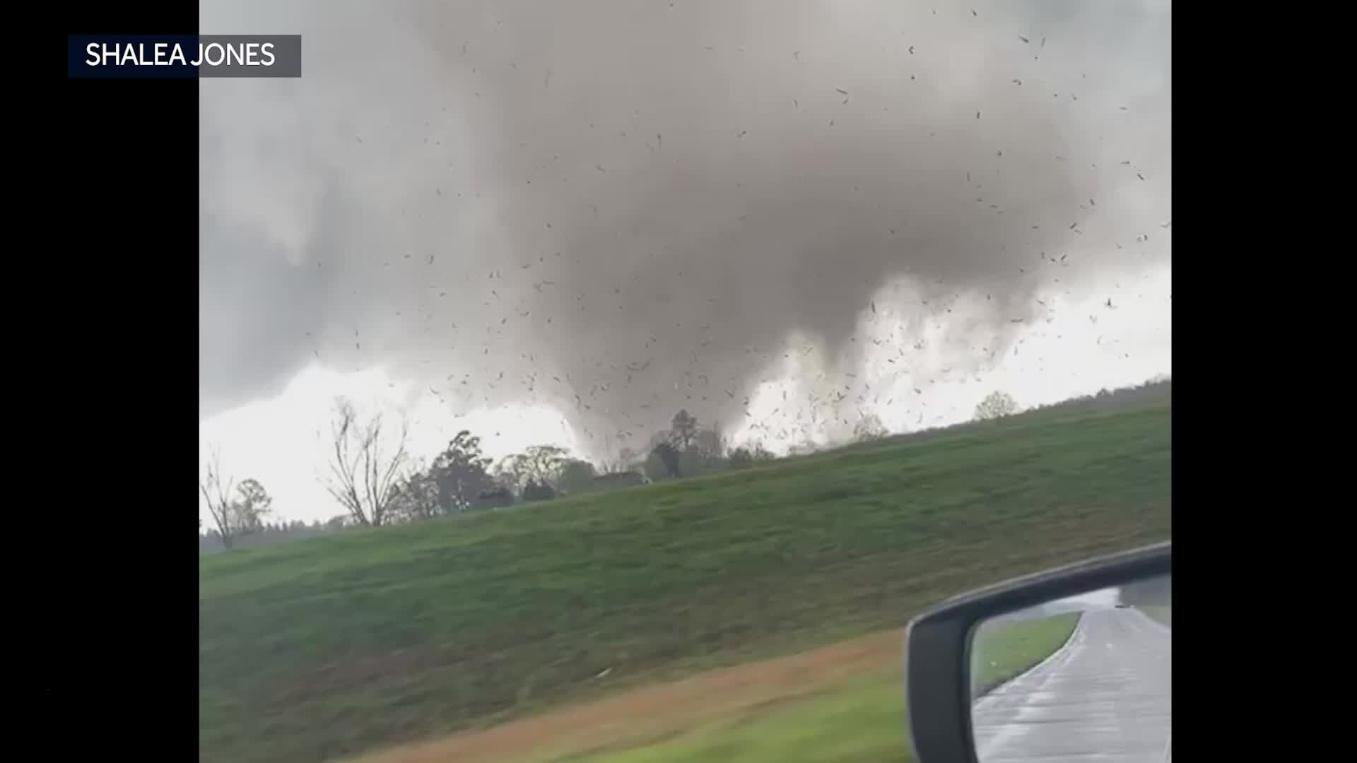 Video shows apparent tornado on ground near Laurel, Mississippi