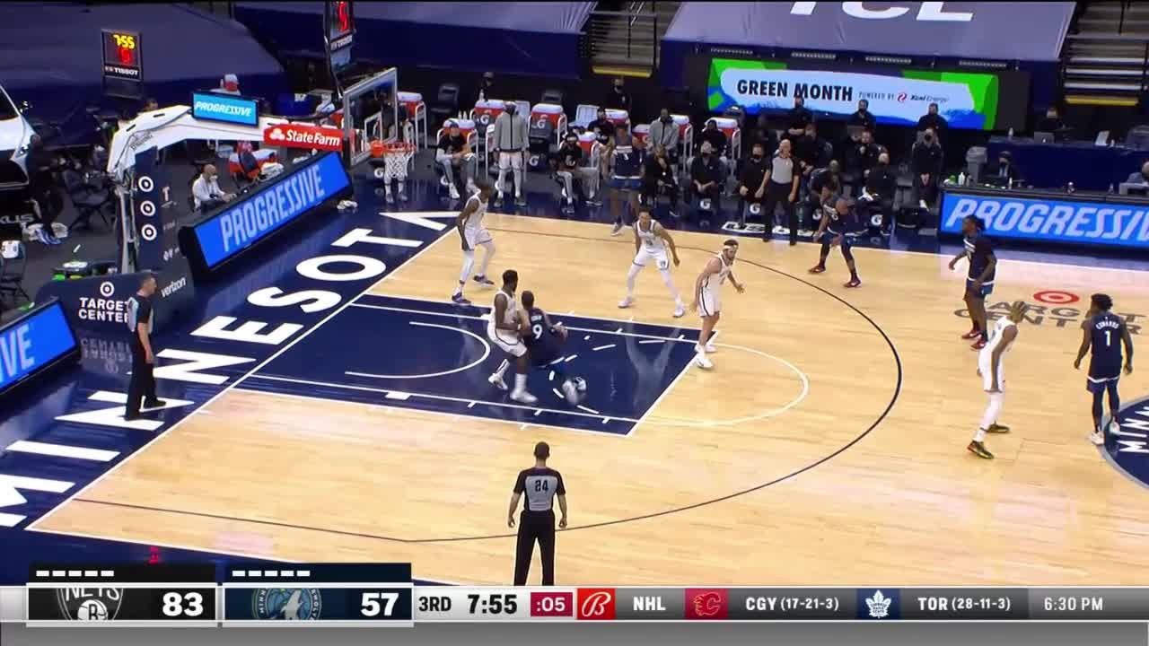 Josh Okogie with an and one vs the Brooklyn Nets