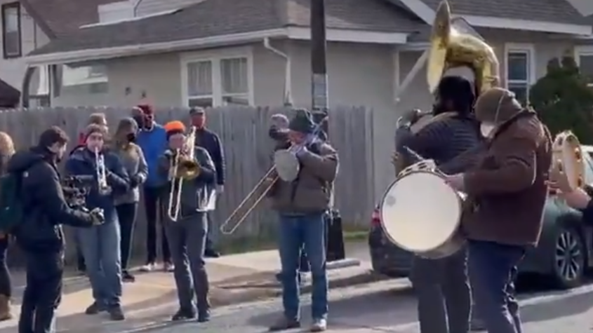 Band Plays at George Floyd Memorial Site After Guilty Verdict