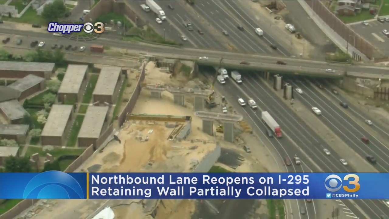 Northbound Lane Of I 295 Reopens After Retaining Wall Partially Collapses