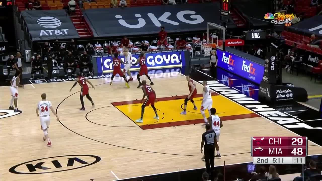 Coby White with a deep 3 vs the Miami Heat