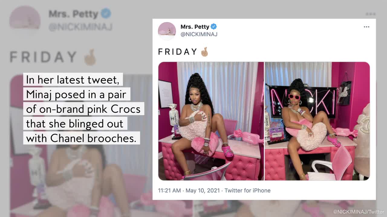 Nicki Minaj Wore Pink Crocs and Not Much Else