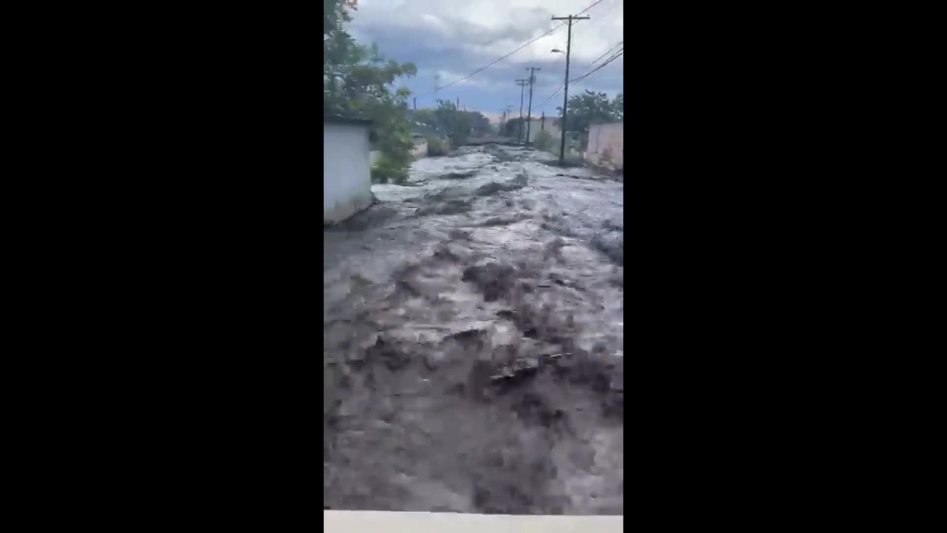 Torrent Of Water Seen Flowing Through Miami Arizona Amid Flash Flood Emergency