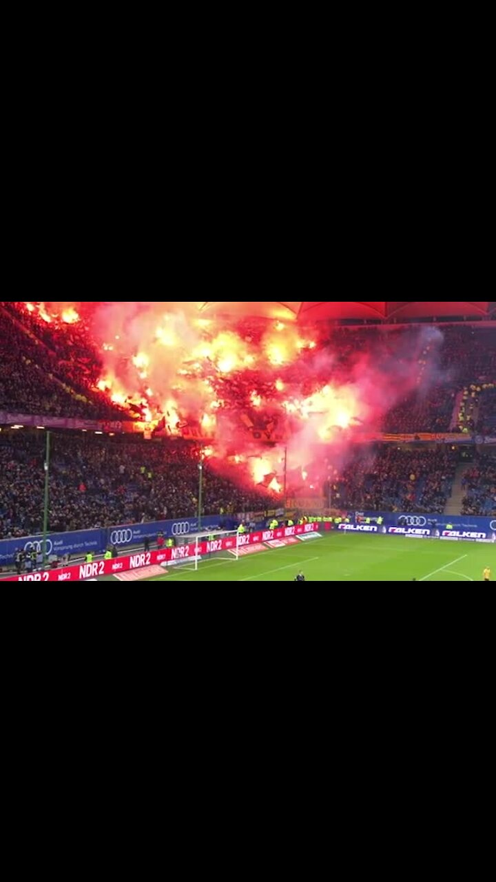 German Soccer Fans Light Up Massive Section Of Seats With Flares