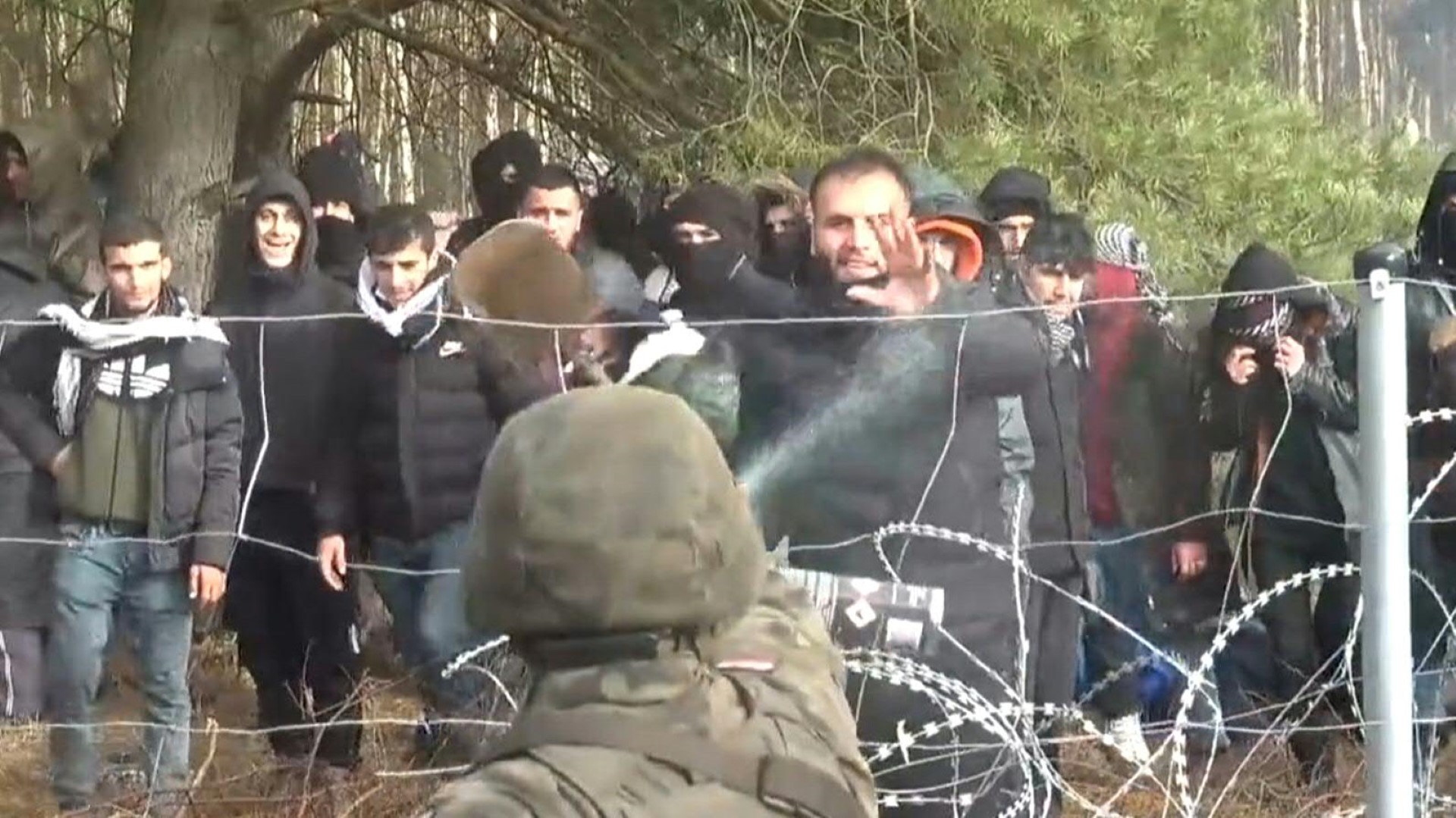 Нападение на границу. Арест беженцев в Польше. Польские силовики.