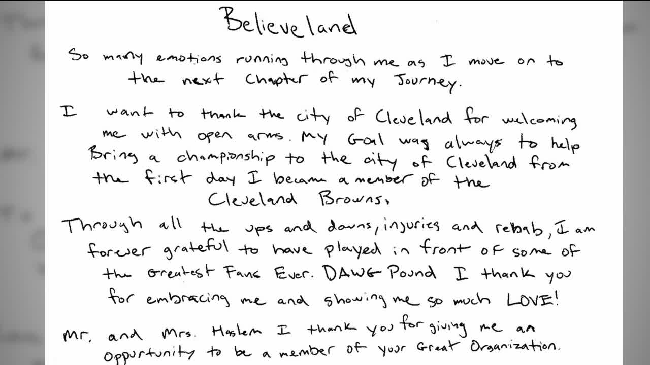 Dawg Pound I thank you': Odell Beckham Jr. says goodbye to Cleveland with  handwritten letter