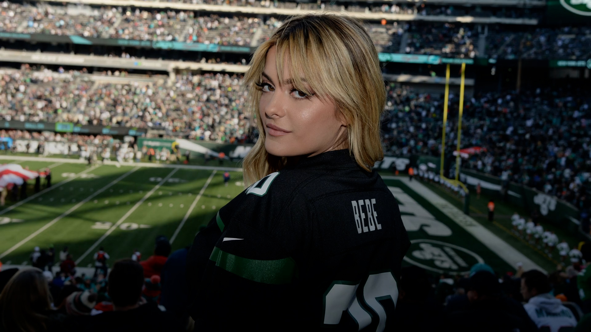 Bebe Rexha In The WynnBET green room rooting on her hometown team The New  York Jets