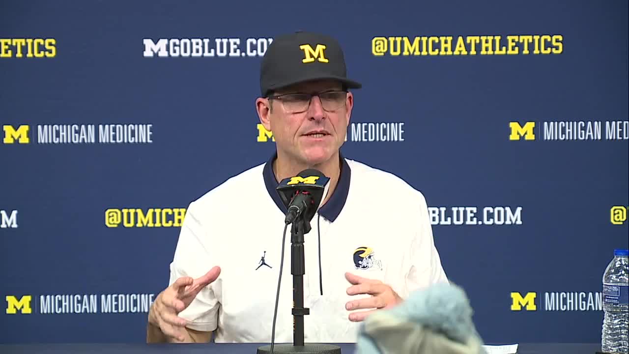 watch jim harbaugh speaks after michigan beats ohio state 42 27 on 11 27 2021