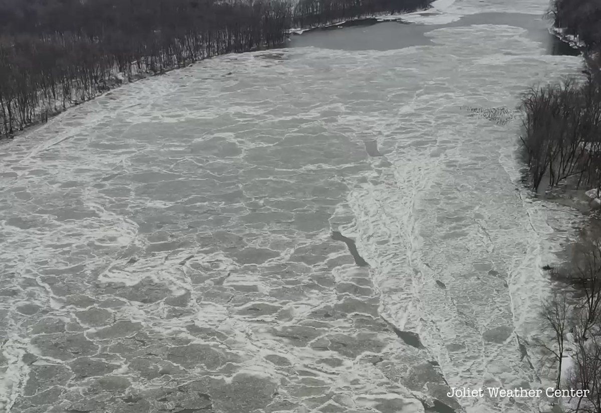 Ice Jam Seen at Kankakee River in Wilmington