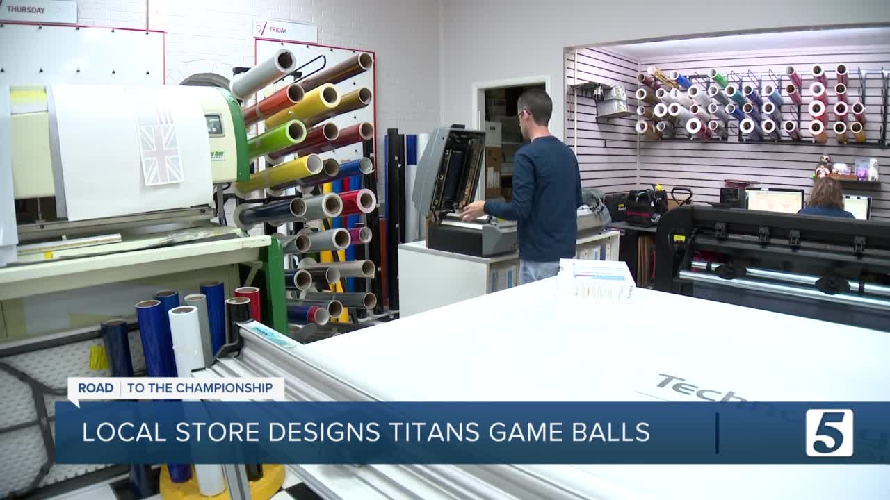 Local design shop makes custom game balls for the Titans