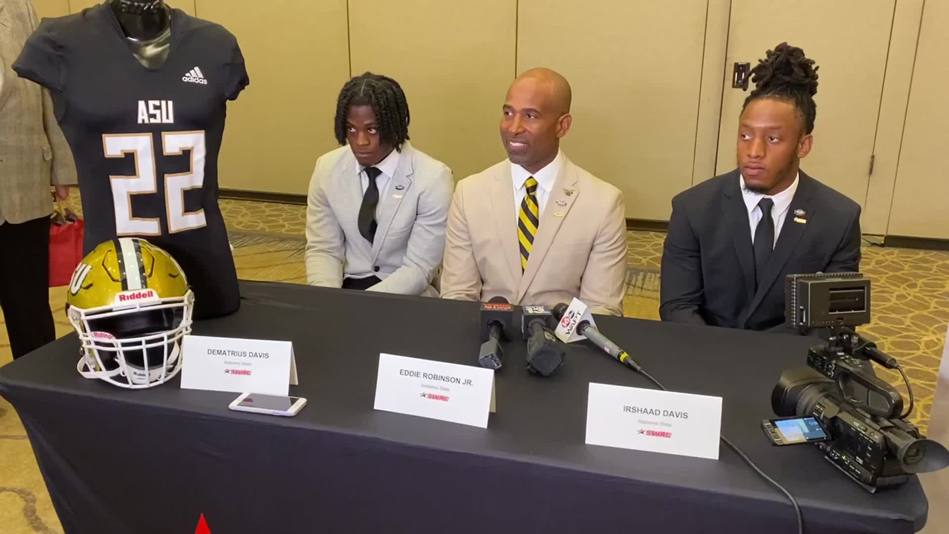 Video: Eddie Robinson Jr., Alabama State players speak at SWAC Media Day