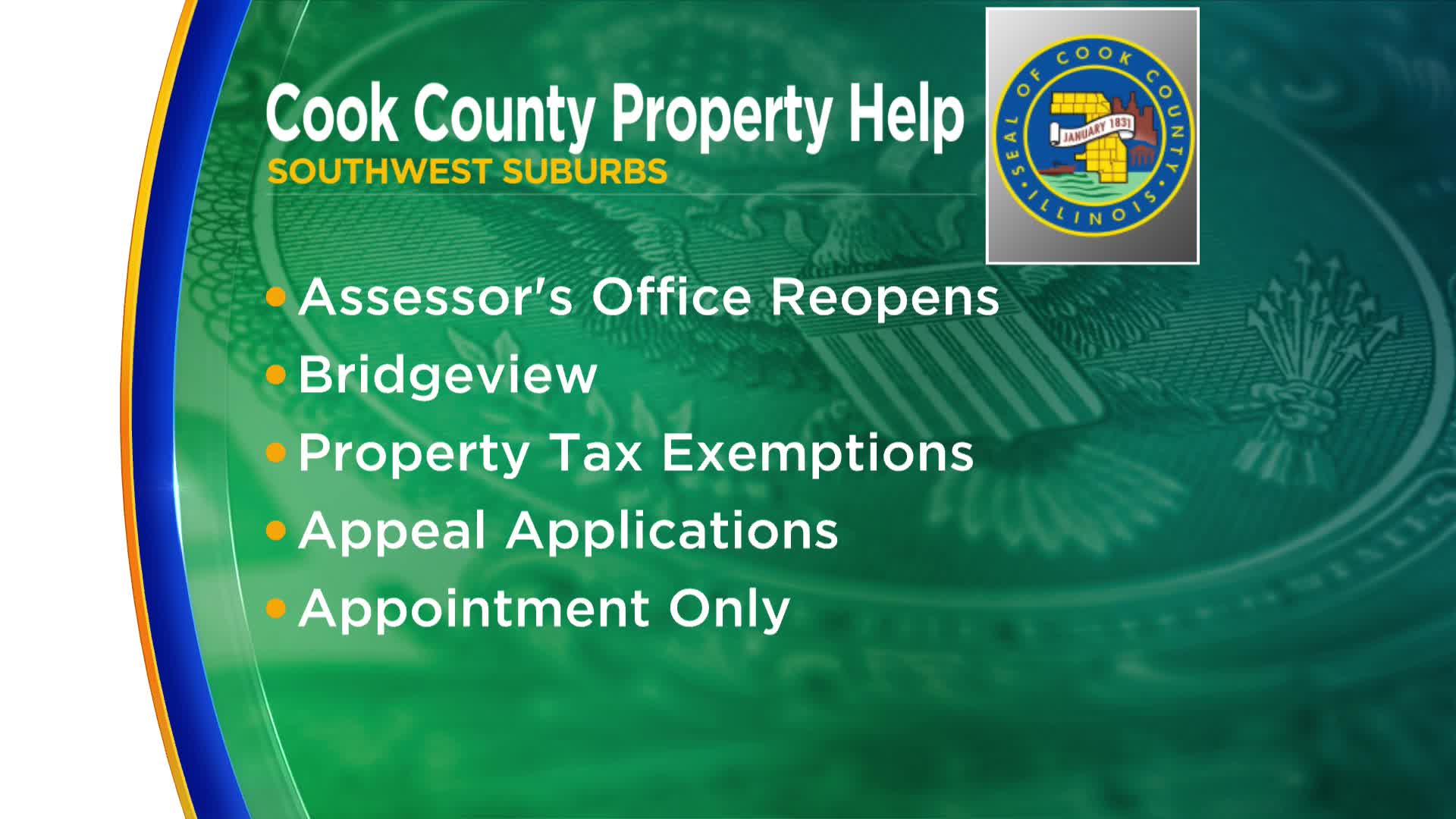 Cook Co. Assessor's Office reopens Bridgeview office