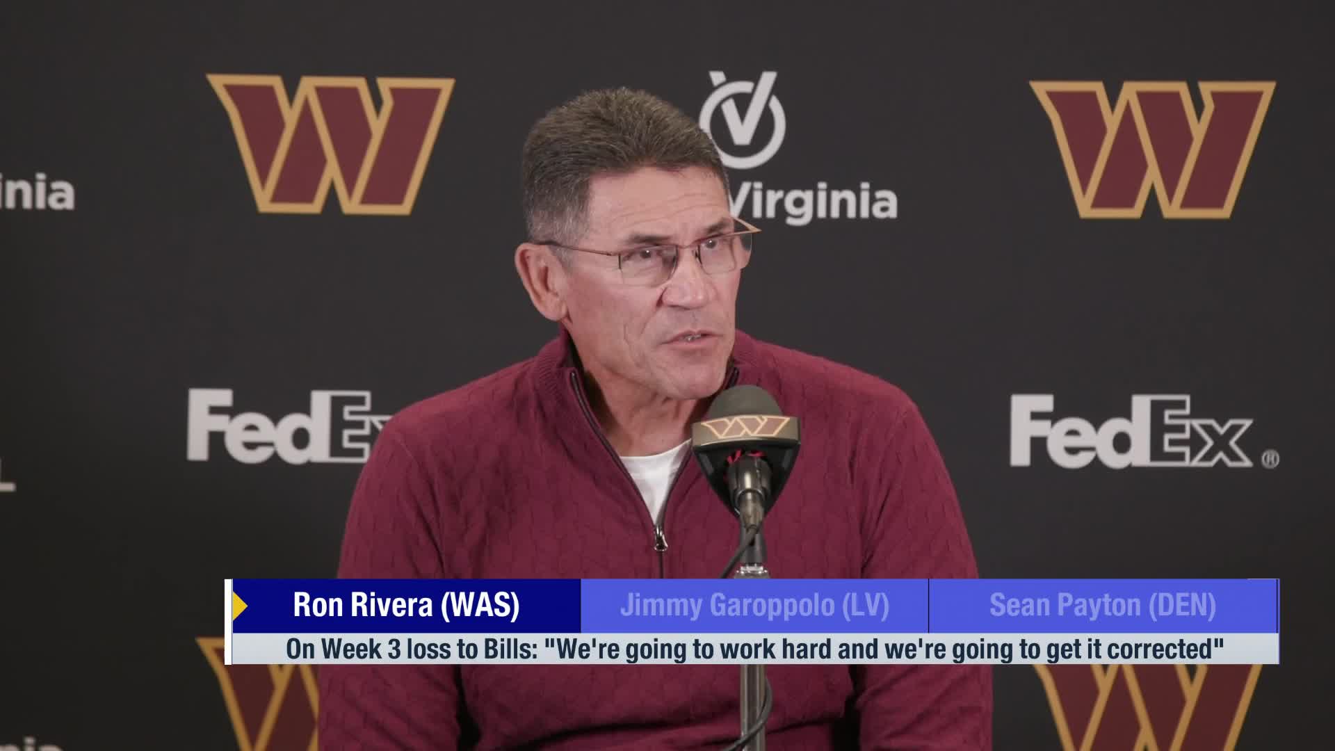 Washington Commanders Coach Ron Rivera reflects on Bills loss