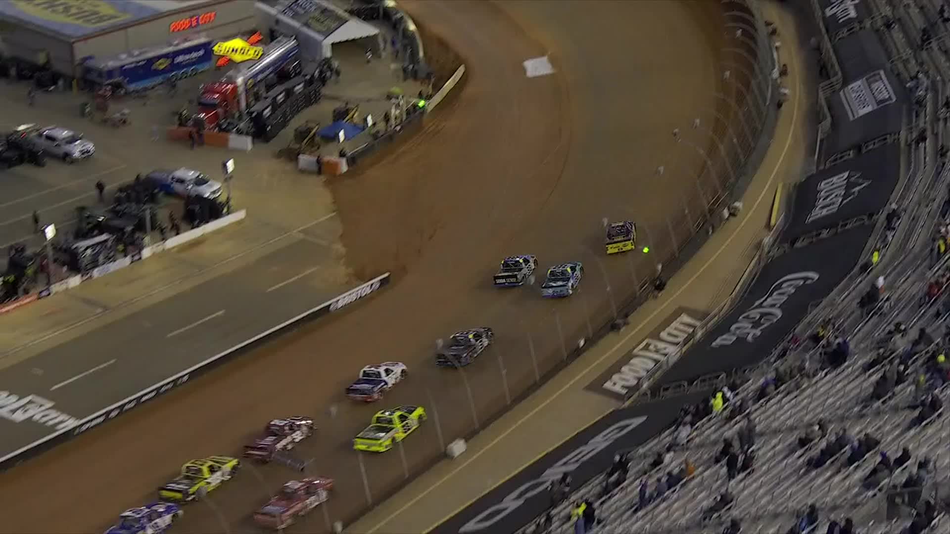 Nick Sanchez leads the Truck Series to green at Bristol Dirt