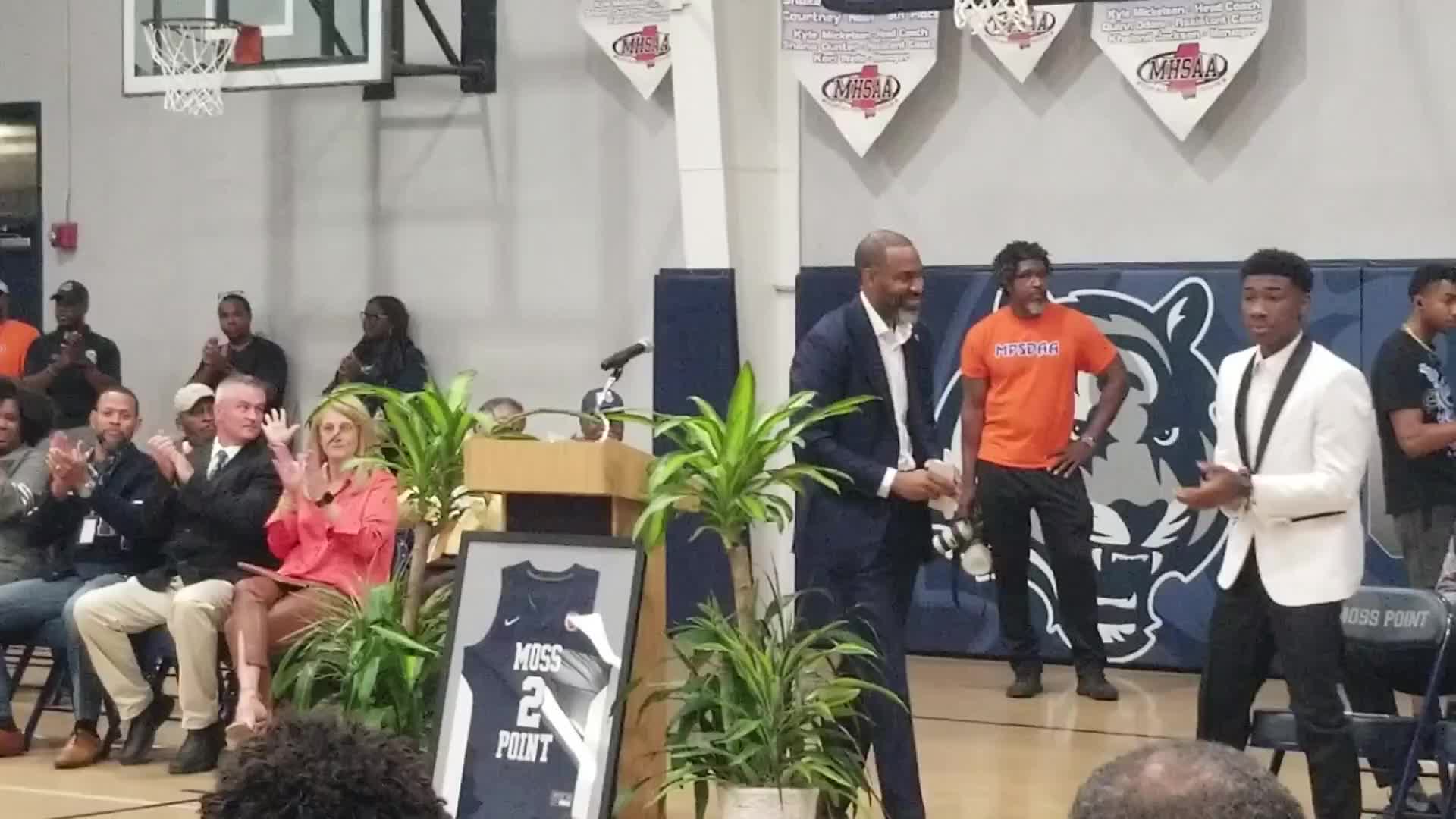 NBA star Devin Booker's jersey retired at Moss Point high