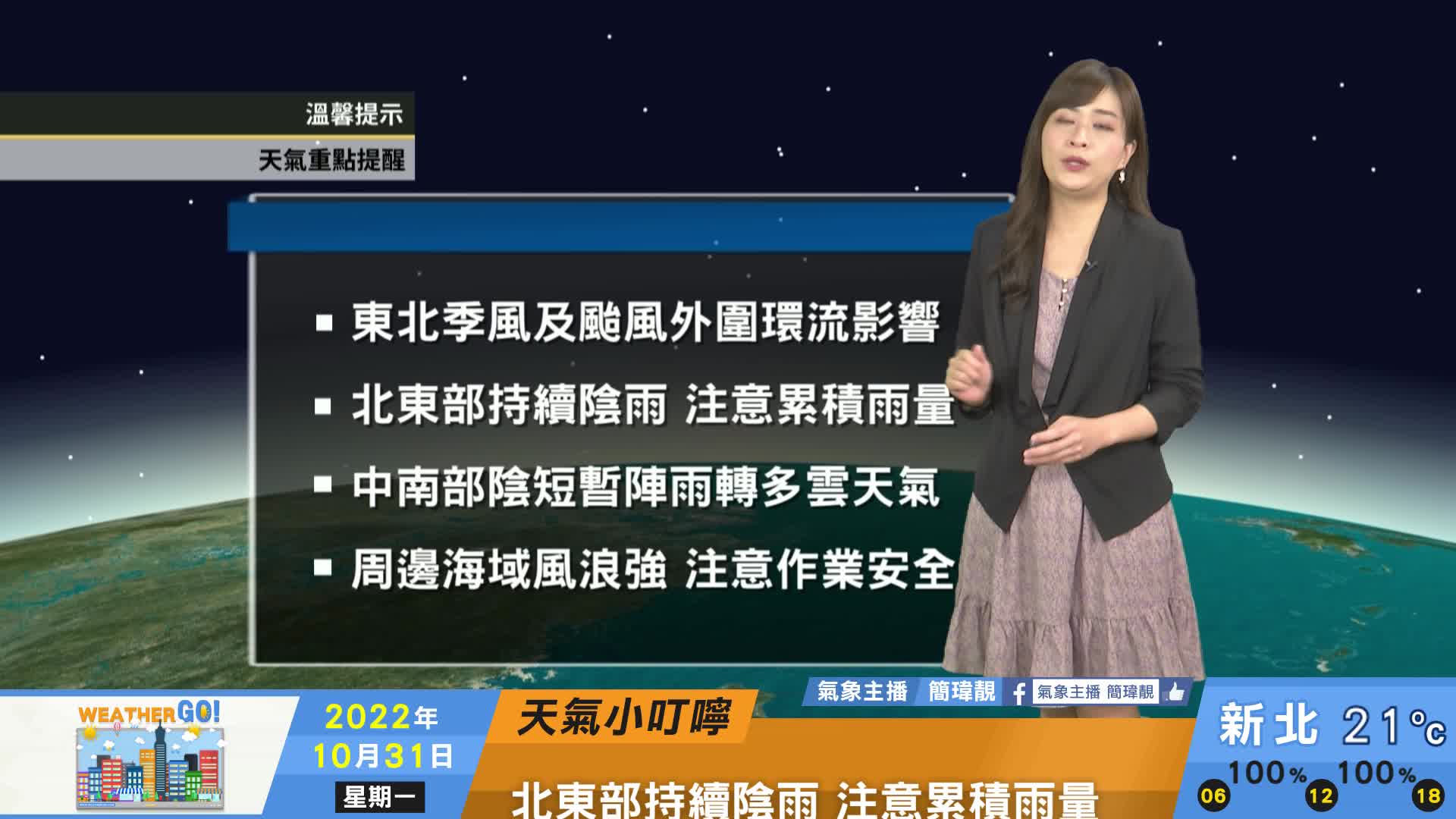 一分鐘報天氣/週二(11/01日) 今明颱風共伴降雨最顯著 榕樹颱風不影響臺灣