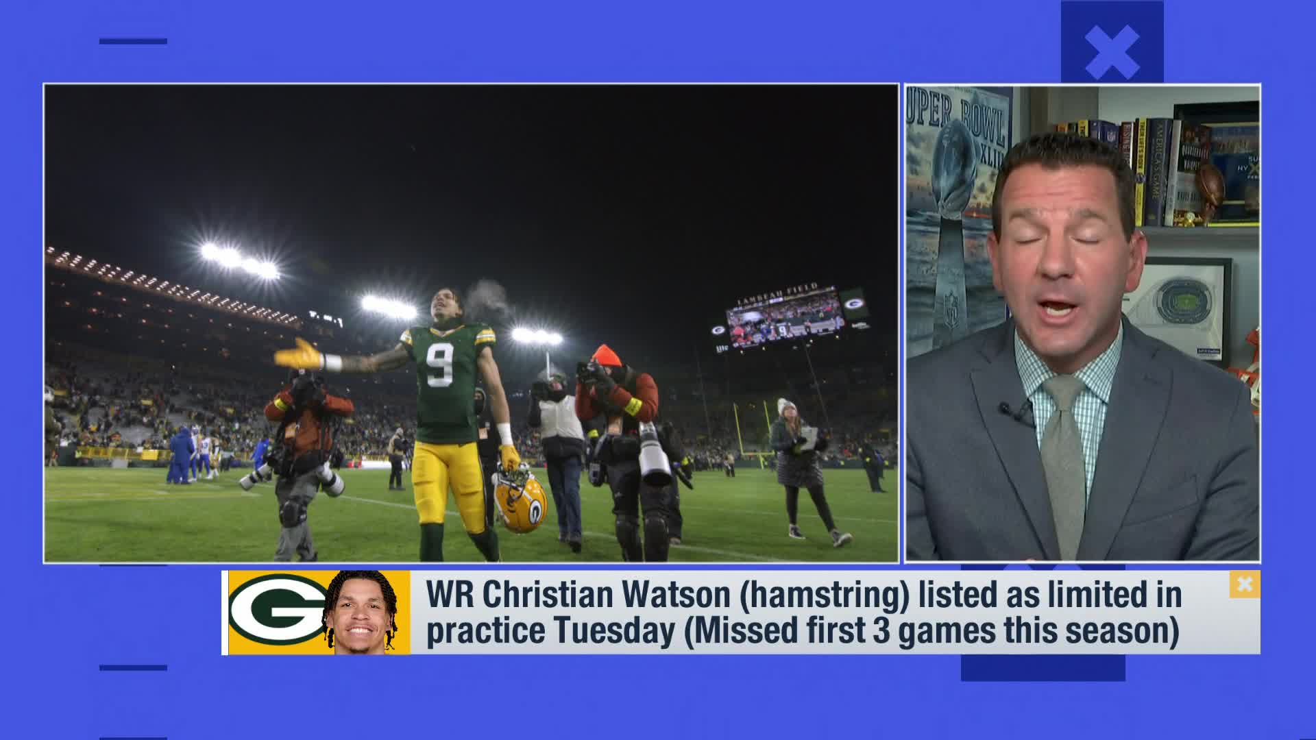 Rapoport: WR Christian Watson (hamstring), RB Aaron Jones listed as limited  in practice Tuesday