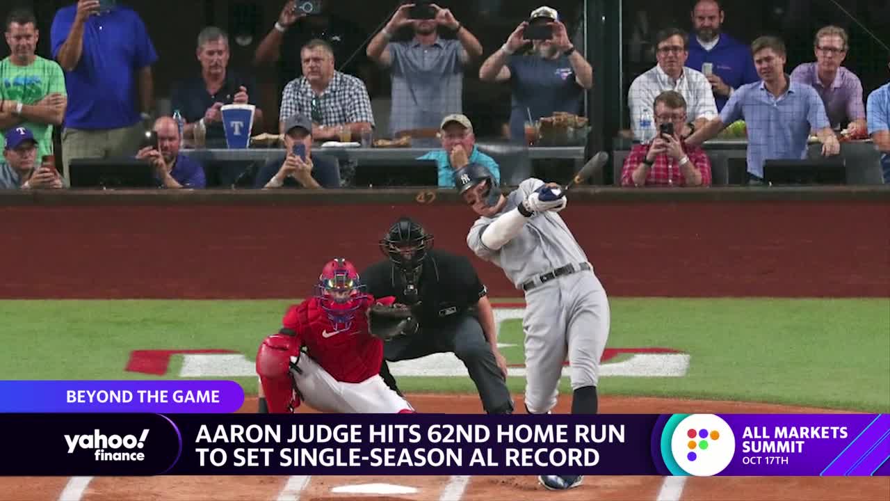 Aaron Judge hits AL record 62nd home run