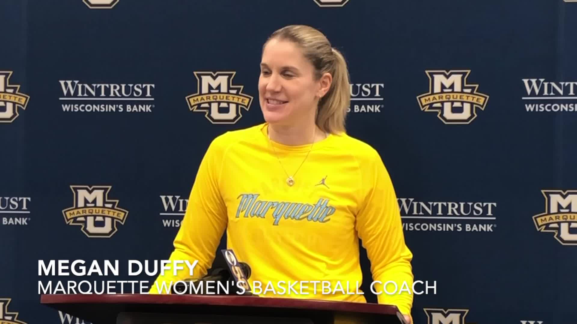 Marquette women's coach, players talk about celebrating an upset win over  UConn