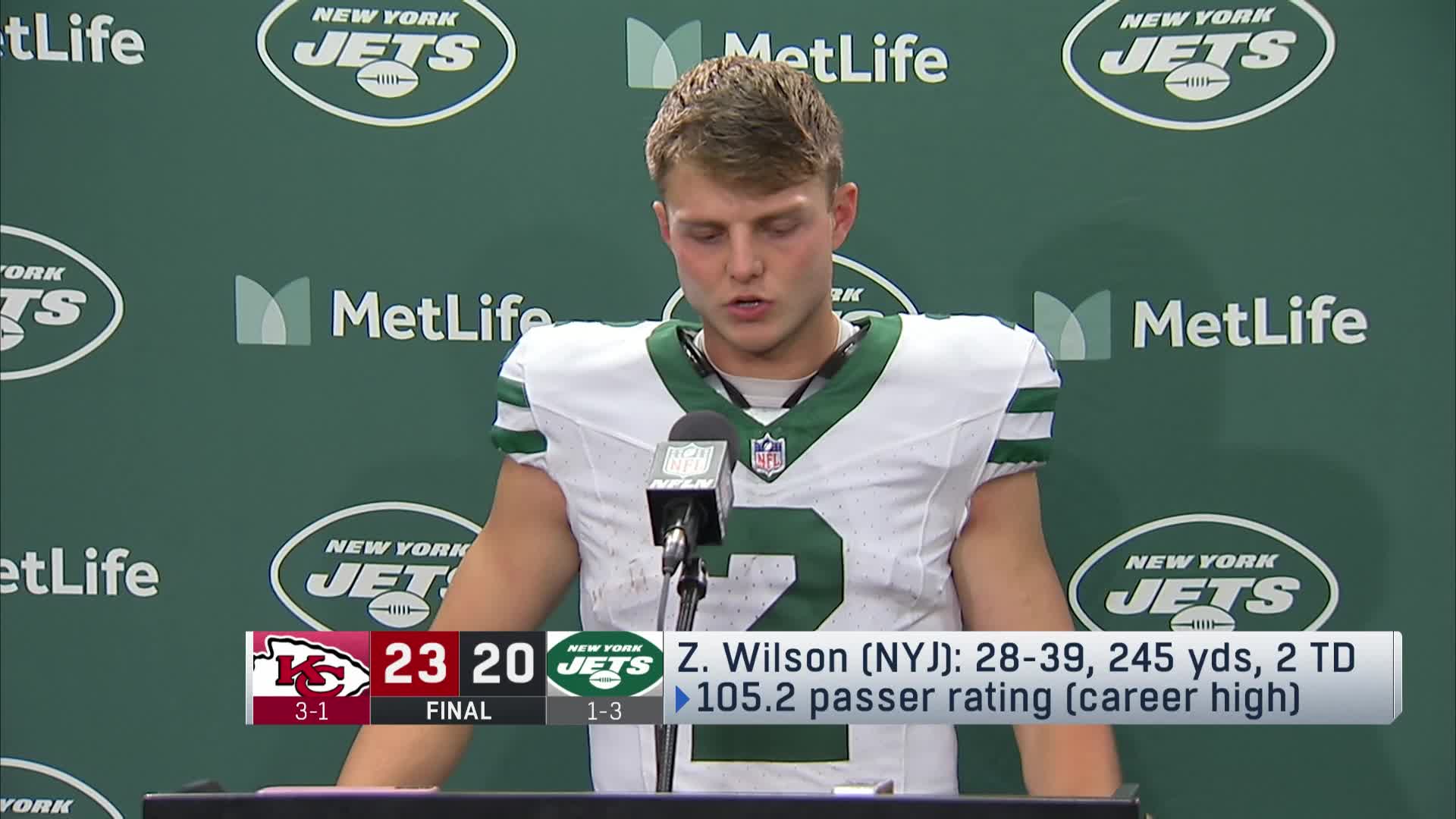 Zach Wilson takes ownership for fumbled snap in Jets' 'SNF' loss