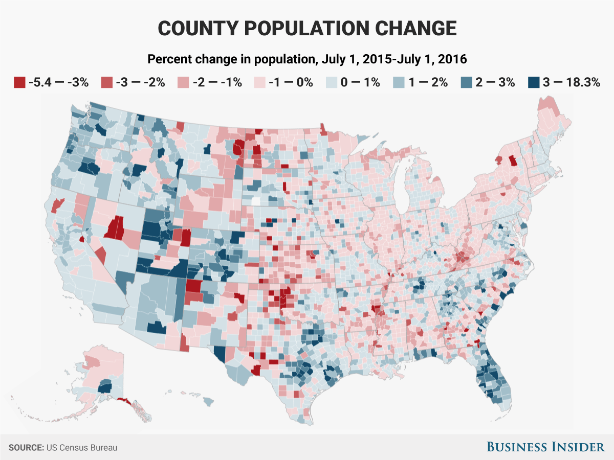 Here are the fastestgrowing and fastestshrinking counties in America