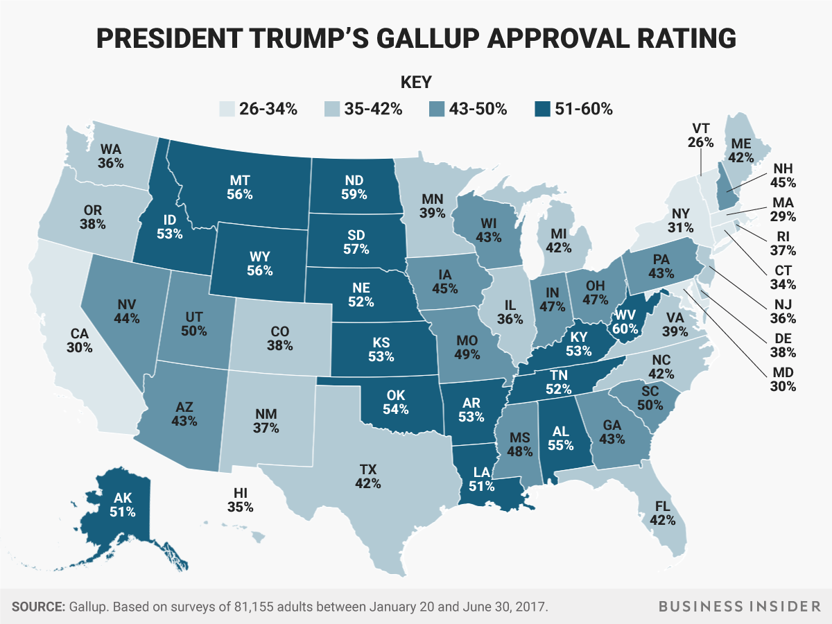 Heres Trumps Approval Rating In Every State 4289