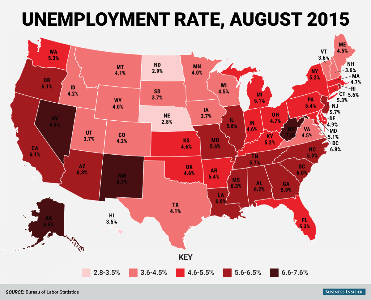 Here's every state's unemployment rate