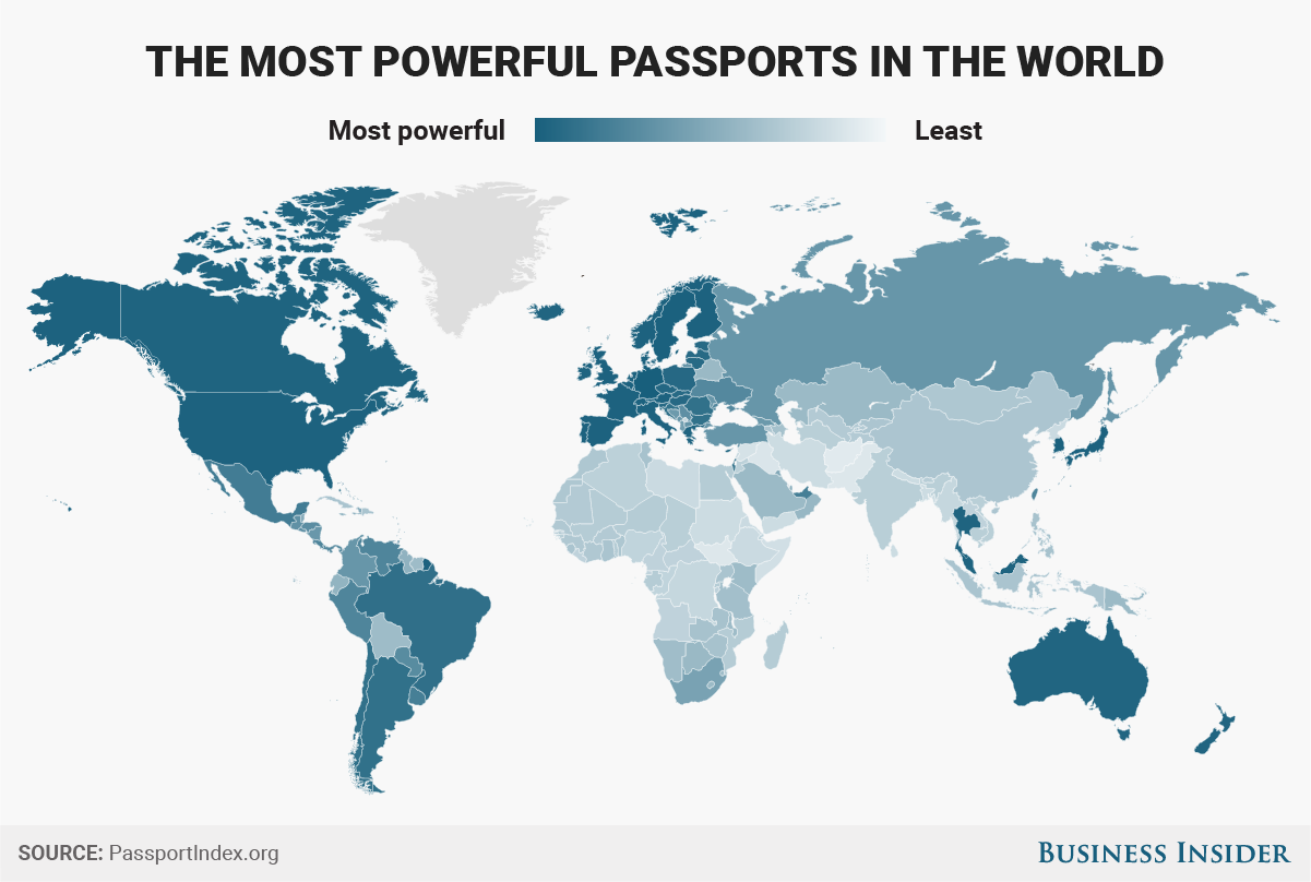 The countries that have the most powerful passports in the world