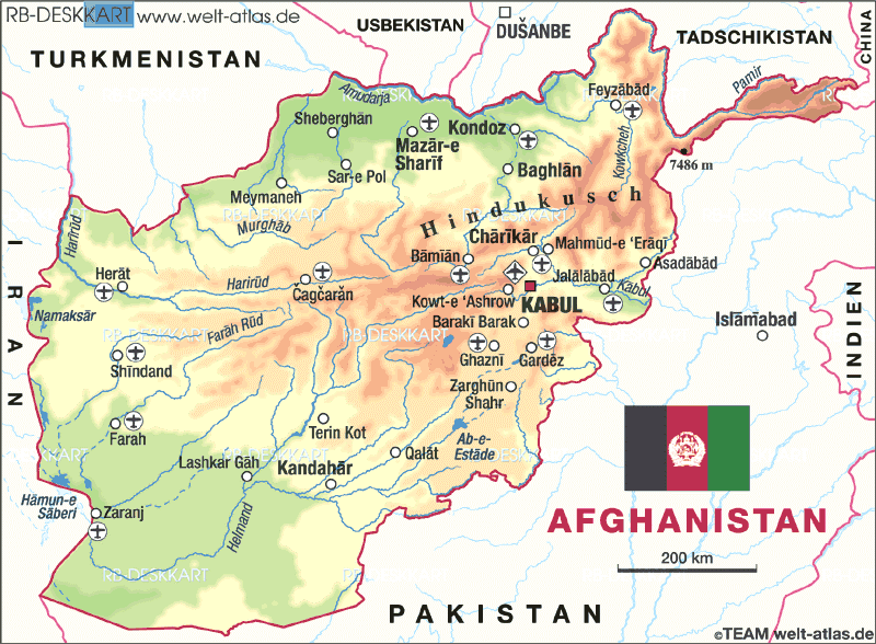 Карта стран афганистан