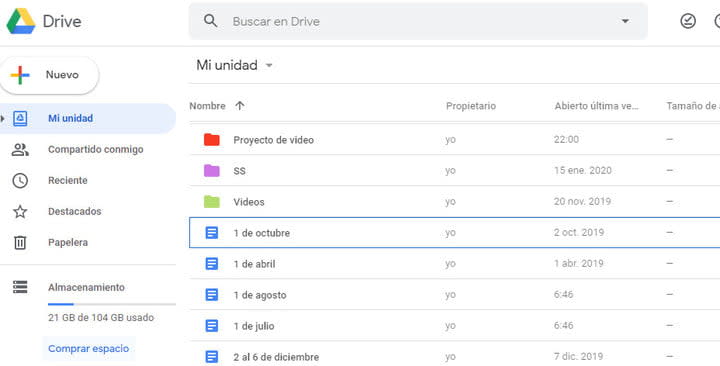 Compra de espacio en Google Drive