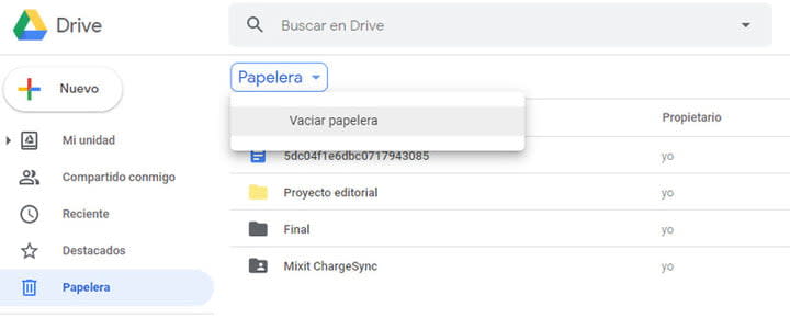 Liberación de espacio en Google Drive