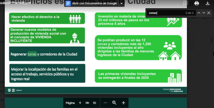 Búsqueda de información en vista previa en Google Drive